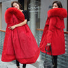 Mid-Length Cotton Padded Jacket with Fur Collar