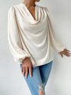 Loose Draped V-Neck Long Sleeve Top