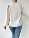 Loose Draped V-Neck Long Sleeve Top