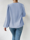 Loose Draped V-Neck Long Sleeve Top