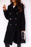 Simplicity Long Sleeve Double-Breasted Wool Coat