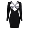 Black Long Sleeve Criss Cross Sequin Bandage Dress