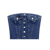 Washed Denim Corset Tube Top for Women