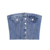 Washed Denim Corset Tube Top for Women