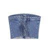 Washed Denim Corset Tube Top for Women