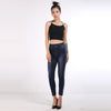 High Waist Imitation Denim Ankle Leggings