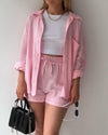 Casual Solid Color Shirt and Shorts Two-Piece Set