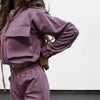 Solid Color Zipper Drawstring Top and Trousers Set