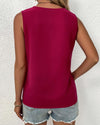 V Neck Sleeveless Solid Color Vest