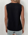 V Neck Sleeveless Solid Color Vest