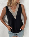 V Neck Sleeveless Solid Color Vest