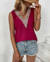 V Neck Sleeveless Solid Color Vest