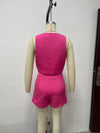 Summer Slim Fit Pink Vest Pants Set