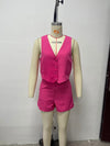 Summer Slim Fit Pink Vest Pants Set