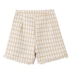 Loose Plaid Straight Leg Pants with Tassel Contrast Shorts