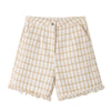 Loose Plaid Straight Leg Pants with Tassel Contrast Shorts