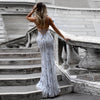 Sequin Gauze Slim-Fit Backless Wedding Dress