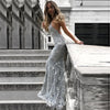 Sequin Gauze Slim-Fit Backless Wedding Dress