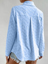 Heart-Shaped Jacquard Long Sleeve Collared Cardigan