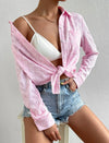 Heart-Shaped Jacquard Long Sleeve Collared Cardigan