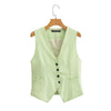 Elegance Sleeveless V-Neck Vest Jacket and Casual Trousers Set