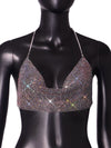 Metal Chain Sequin Sling Tube Top for Nightclub