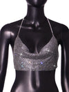 Metal Chain Sequin Sling Tube Top for Nightclub