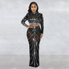 Mesh See-Through Two-Piece Long Sleeve Dress