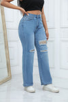 Water Washed Wide Leg Jeans for Women