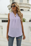 Solid Color Chiffon Sleeveless Pullover Shirt