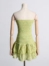 Embroidered Ruffled Tube Top Short Dress for Women