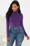 Plus Size Long Sleeve Turtleneck Slim Fit Bodysuit for Women