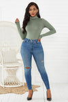 Plus Size Long Sleeve Turtleneck Slim Fit Bodysuit for Women