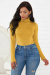 Plus Size Long Sleeve Turtleneck Slim Fit Bodysuit for Women