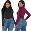 Plus Size Long Sleeve Turtleneck Slim Fit Bodysuit for Women