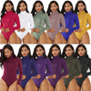 Plus Size Long Sleeve Turtleneck Slim Fit Bodysuit for Women