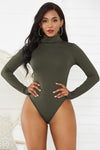 Plus Size Long Sleeve Turtleneck Slim Fit Bodysuit for Women