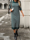 Winter Slim Fit Striped Knit Dress