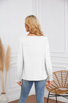 Round Neck Pleated Long Sleeve Casual Top T-Shirt