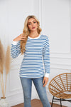 Striped Round Neck Long Sleeve Casual Sweatshirt for Women