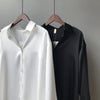 Korean Solid Color Long Sleeve Collared Shirt