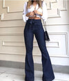 High Waist Lace-Up Bell Bottom Jeans for Women