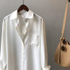 Korean Chic Solid Color Long Sleeve Collared Shirt