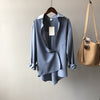 Korean Chic Solid Color Long Sleeve Collared Shirt