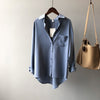 Korean Chic Solid Color Long Sleeve Collared Shirt