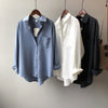 Korean Chic Solid Color Long Sleeve Collared Shirt