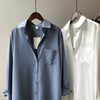 Korean Chic Solid Color Long Sleeve Collared Shirt