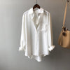 Korean Chic Solid Color Long Sleeve Collared Shirt