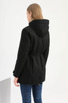 Hooded Drawstring Solid Color Cotton-Padded Coat