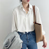 Korean Chic Solid Color Long Sleeve Collared Shirt